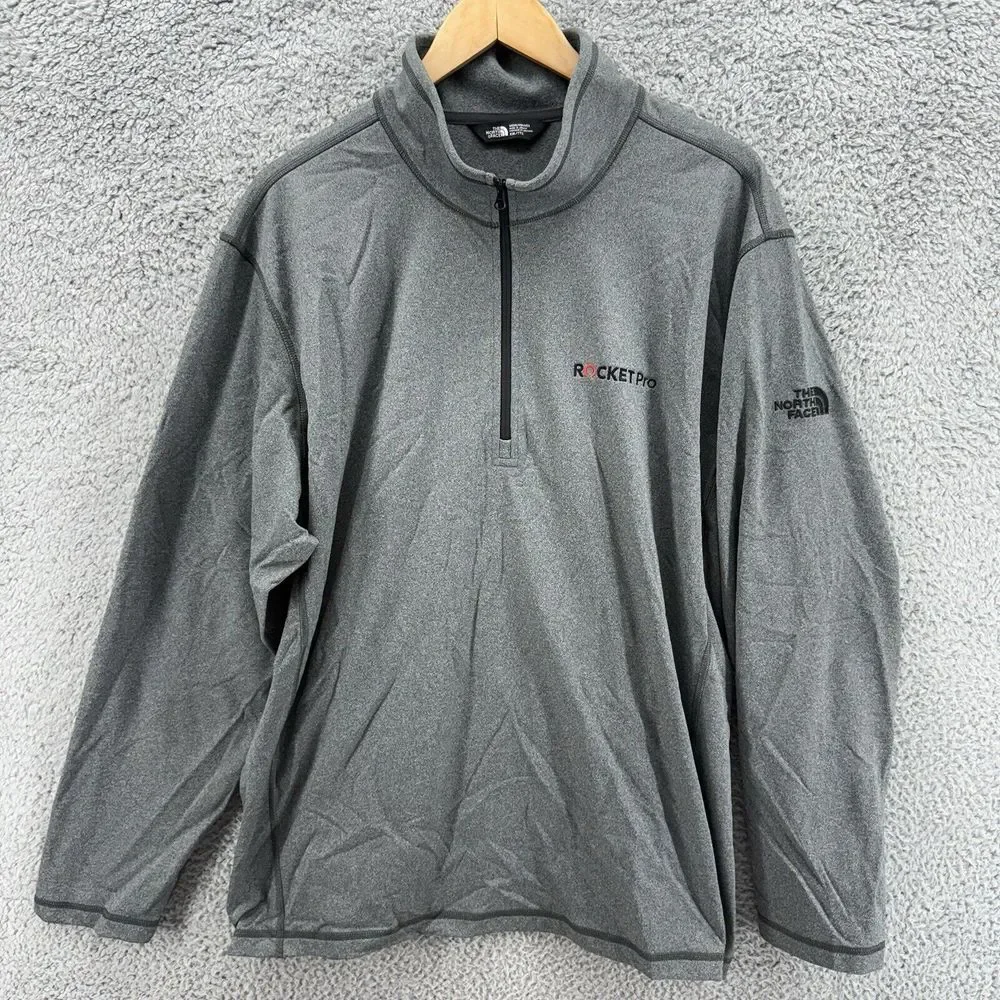 The North Face Sweatshirt Mens 2XL Gray‎ 1/4 Zip Mock Neck Logo 